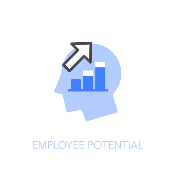 Símbolo potencial del empleado con una cabeza humana y un gráfico creciente. Fácil de usar para su sitio web o presentación
. - Vector, Imagen