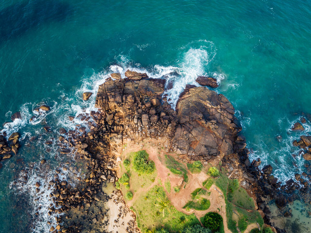 Aerial view of little island at Mirissa in Sri lanka - 写真・画像