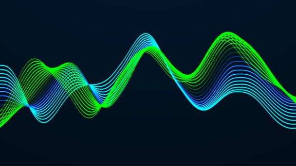 Абстрактные цифровые волны частиц. Звуковая волна. Эквалайзер для музыки. Большая визуализация данных. 3d иллюстрация - Фото, изображение