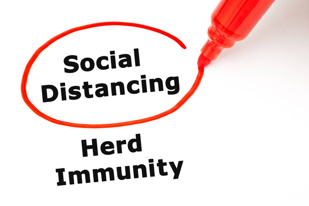 Choosing the Social Distancing vs Herd Immunity measures in pandemic situation. Concept about the Coronavirus Covid-19 outbreak. - Photo, Image