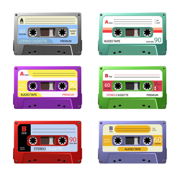 Music cassettes. Retro  - Vector, Image