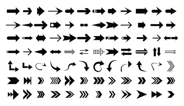 Flechas grandes iconos negro conjunto - Vector, Imagen