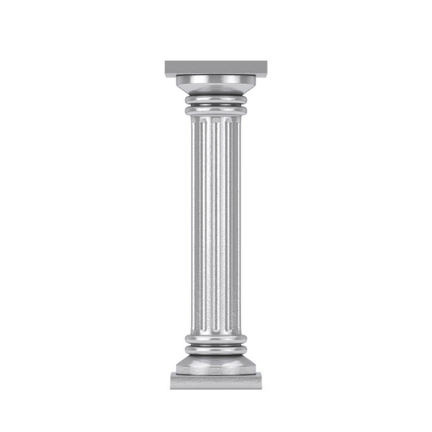Silver Classic Greek Column Pedestal на белом фоне. 3D-рендеринг
 - Фото, изображение
