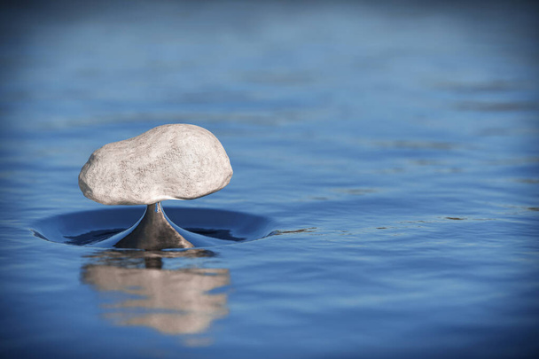 Zen Stone σε ένα νερό Splash ακραία closeup. 3d απόδοση - Φωτογραφία, εικόνα