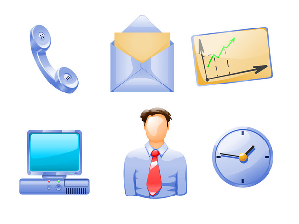 illustraion of different business objects and people - Vector, Imagen