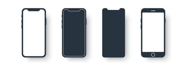 Πρότυπο κινητού τηλεφώνου. Επίπεδη σύνορα smartphone στυλ. Απλό μοντέρνο πολύχρωμο σχεδιασμό. Ρεαλιστική αντίληψη με άδεια οθόνη. UI, UX για mobile app. Μαύρο και άσπρο, φωτεινά χρώματα. Εικονογράφηση διανύσματος - Διάνυσμα, εικόνα