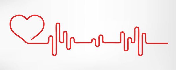 Heart pulse. Red and white colors. Heartbeat lone, cardiogram. Beautiful healthcare, medical background. Modern simple design. Icon. sign or logo. Flat style vector illustration. - Vector, Image