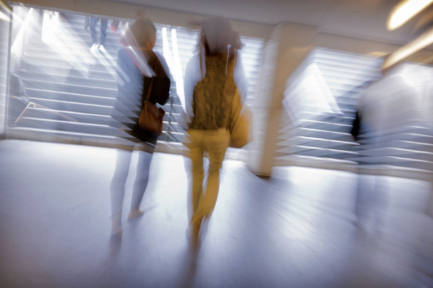 people walk at subway station abstract blur - Photo, Image