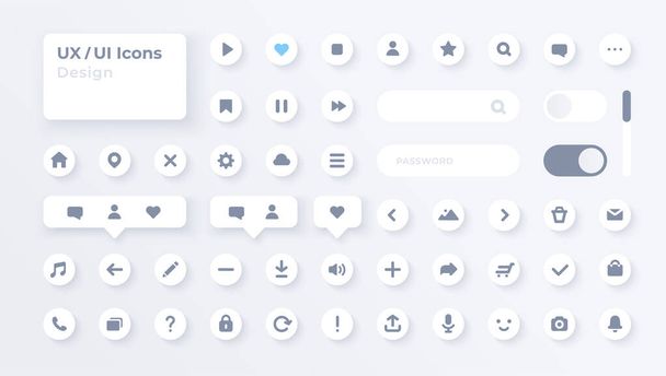 UI icons set. Vector. For mobile, web, social media, business. User interface elements for mobile app. Simple modern design. Flat style eps10 illustration. - Διάνυσμα, εικόνα