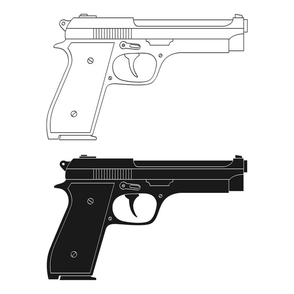 Vector monochrome icon with Pistol - Vector, Image