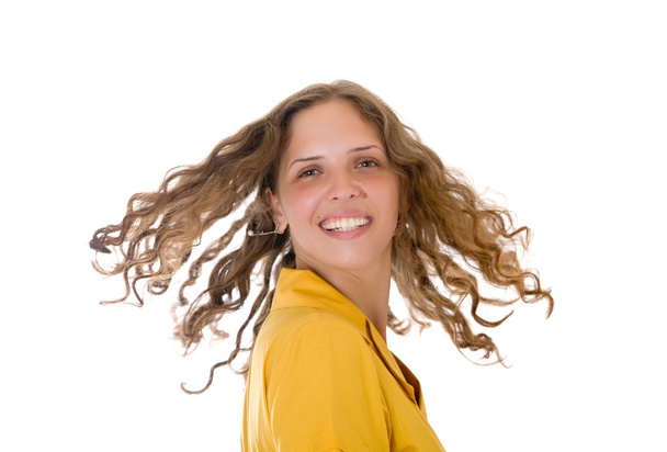 девушка с длинными вьющимися волосами - Фото, изображение
