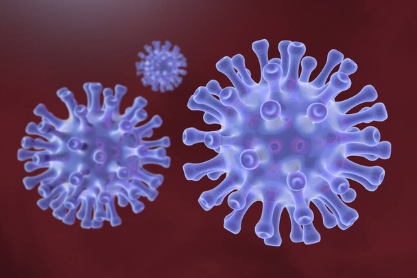 3 D kuva: kauhea uusi virus saastuttaa maapallon - symbolinen kuva uuden Corona virus Covid 19, cgi kuva
. - Valokuva, kuva