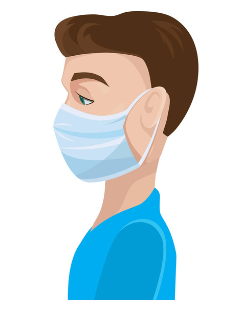 Man in medical protection mask. - Vector, Image