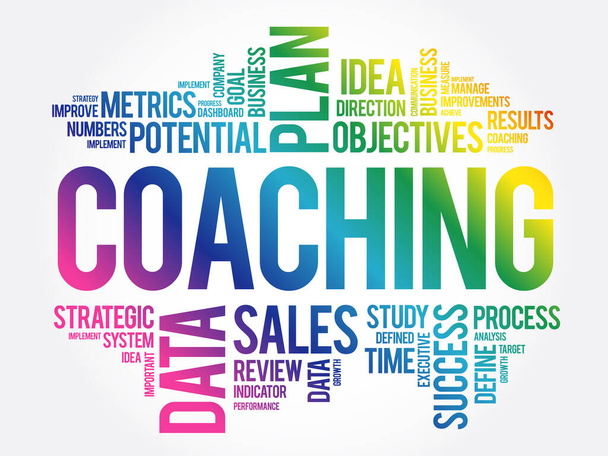 Coaching palabra nube, fondo concepto de negocio
 - Vector, imagen