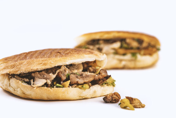 two shawarma sandwich, doner kebab, gyros on white background - Photo, Image