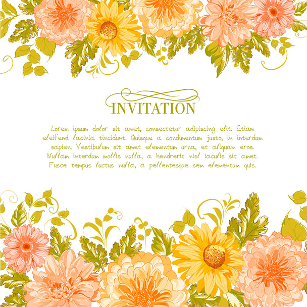 Invitation card with flowers. - Vector, Image