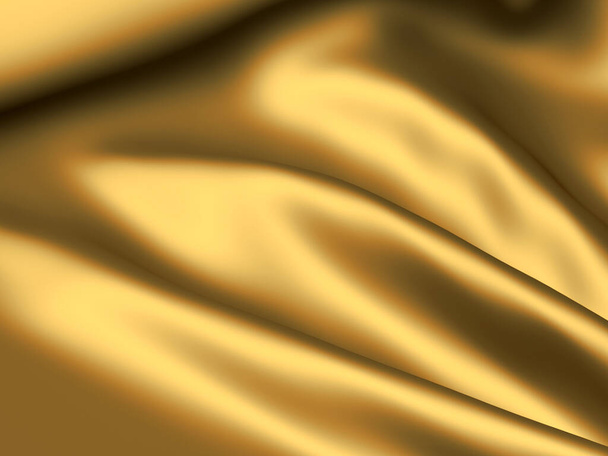 Genialny satynowy arkusz - Old Gold Silk złożone tło - 3D obraz musztardy Glossy jedwabne tekstury tła - Zdjęcie, obraz
