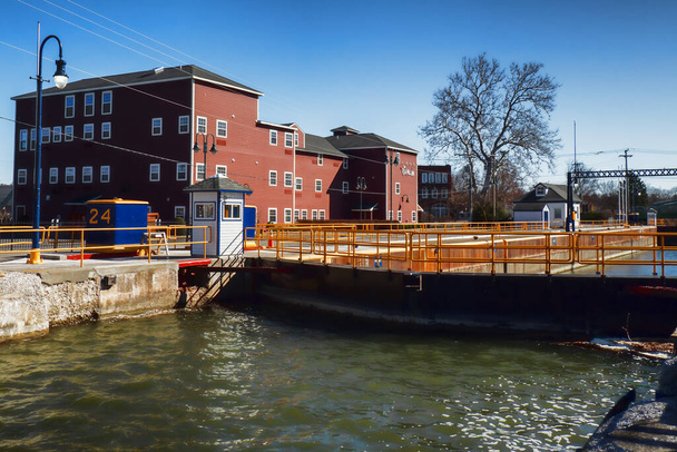 Baldwinsville, New York langs het Erie-kanaal, 21 maart 2020 - Foto, afbeelding