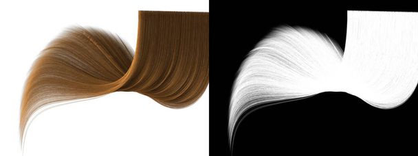 Bronde Natural Hair Izolált textúra - Tökéletes fújás Hosszú fürtök Alpha Channel - Egészséges Lock 3D-s modell Renderelés Háttér Illusztráció  - Fotó, kép