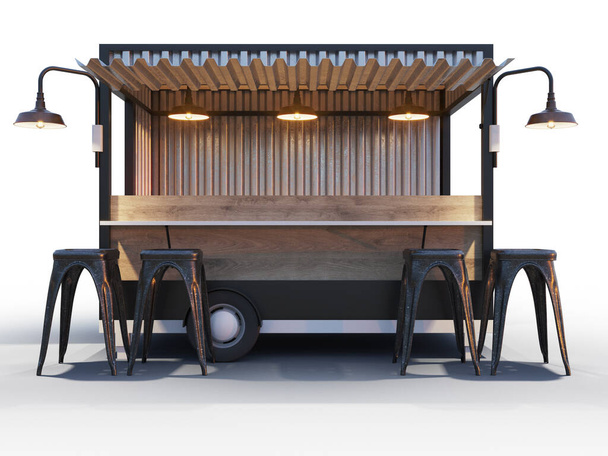 Karavan yemek kamyonu Mockup, klasik sosisli pazarı - Fotoğraf, Görsel