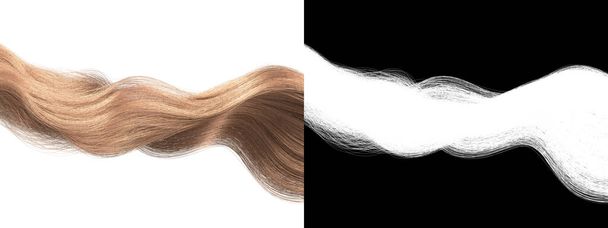 Fair Wavy Hair Elszigetelt textúra - Blond Locks Hullámok Alpha Channel - Természetes fürtök 3D-s modell Renderelés Háttér Illusztráció  - Fotó, kép