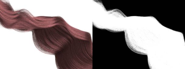 Kızıl Dalgalı Saçlı İzole Doku - Alfa Kanallı Kırmızı Kilitliler - Boyalı Kıvırcık 3D Model Resmetme Arkaplan Çizimi  - Fotoğraf, Görsel