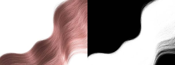 Extension de cheveux ondulés au gingembre Modèle isolé - Brin rouge de cheveux avec masque Alpha - Cheveux longs modèle 3d rendu Illustration de fond
  - Photo, image