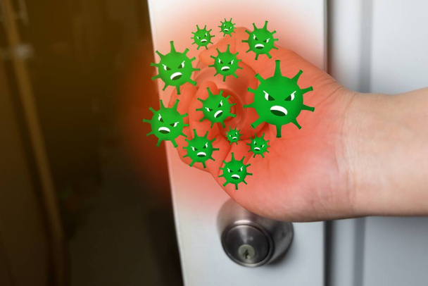 Covid-19 virus on  Door knob - Photo, image