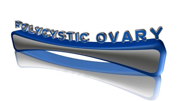 3D vykreslování polycystické ovariální slovo - syndrom PCOS koncepce návrhu písmen izolované na bílém pozadí - Fotografie, Obrázek
