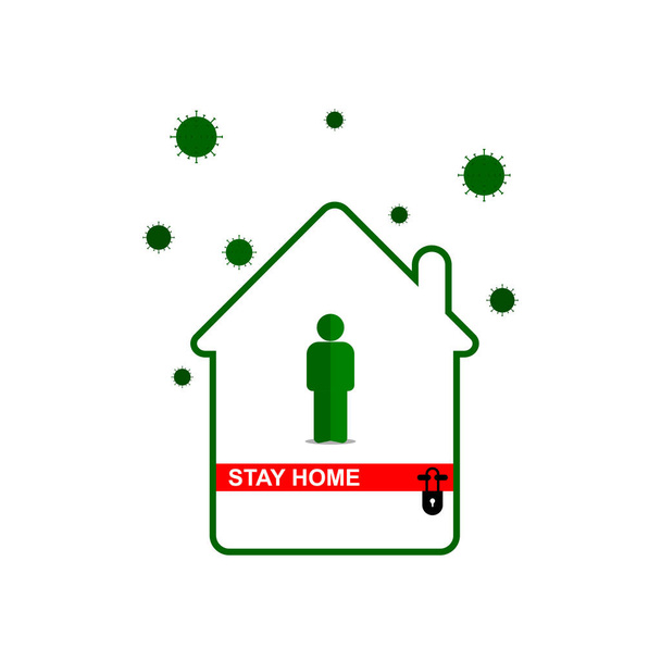 ilustração vetorial de ficar em casa para evitar a contração do vírus
 - Vetor, Imagem