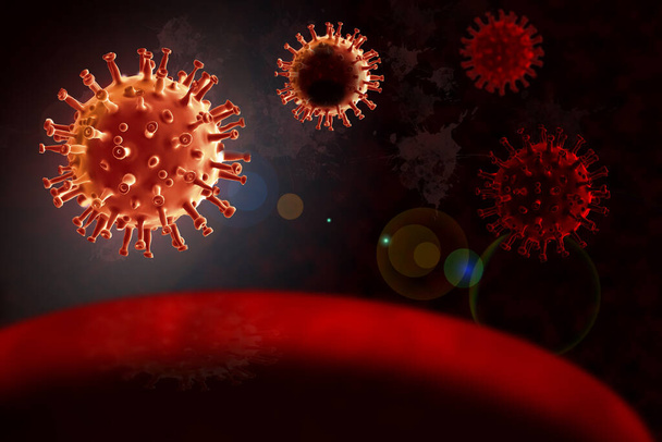 Virüslerin 3 boyutlu yorumlanması, kavramsal illüstrasyon - Fotoğraf, Görsel
