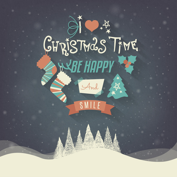Christmas Greeting Card. Merry Christmas lettering - Vector, imagen
