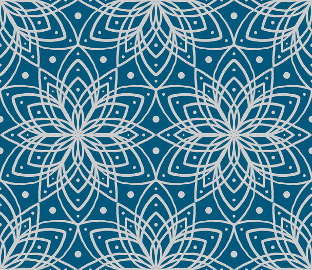 Geometric flowers and dots - seamless hand drawn pattern - Foto, afbeelding