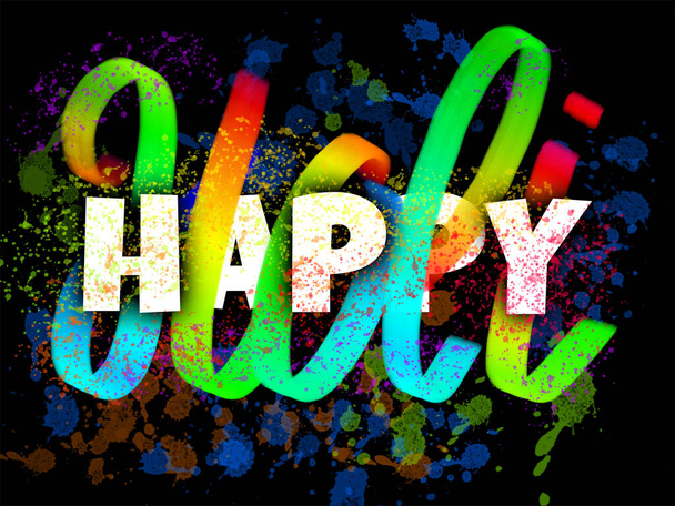 Happy Holi poster with colorful hand lettering and ink blots - Fotó, kép