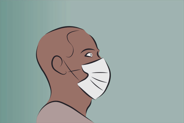 preto homem vestindo máscara para proteger-se de covid-19 e fundo gráfico
 - Vetor, Imagem