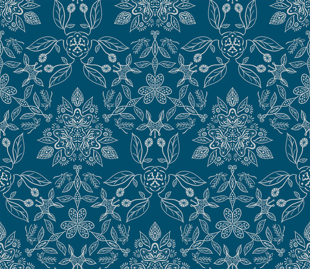 Floral pattern - seamless hand drawn leafs and flowers - Фото, изображение