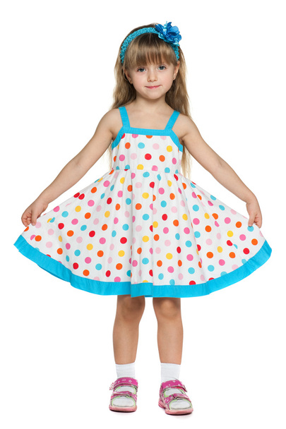 Little girl in polka dot dress - Zdjęcie, obraz