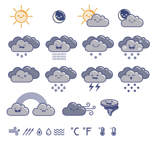 zestaw ikon pogody szary - Wektor, obraz