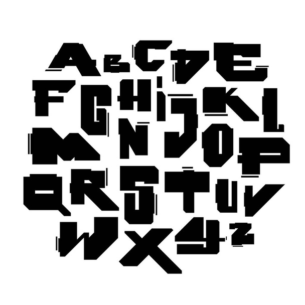 Geometric modern cyber style font. Vector alphabet - Vetor, Imagem