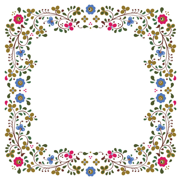 floral decorative square frame on a white background - Vector, Imagen