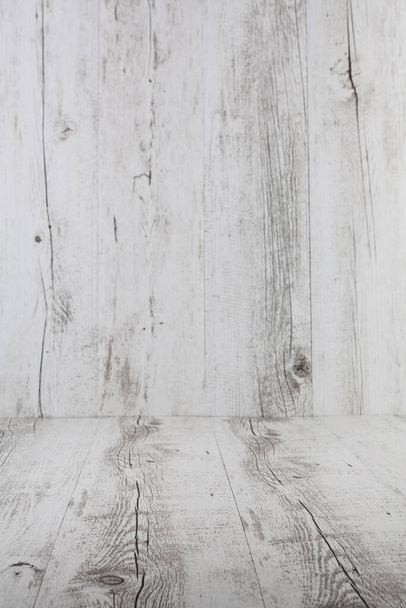 White rustic wood background table. Vertical image with copy space - Foto, Imagen