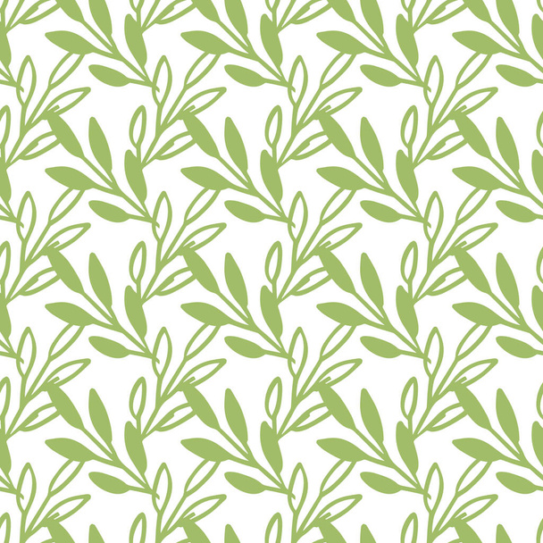 ベクトルシームレスパターンは緑の色、植物の花の装飾テクスチャを残します. - ベクター画像