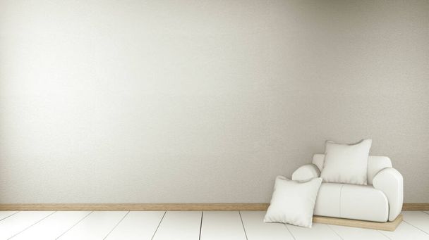 Modern Zen living room interior, white sofa and decor Japanese style on room white wall background. 3d rendering - Fotó, kép