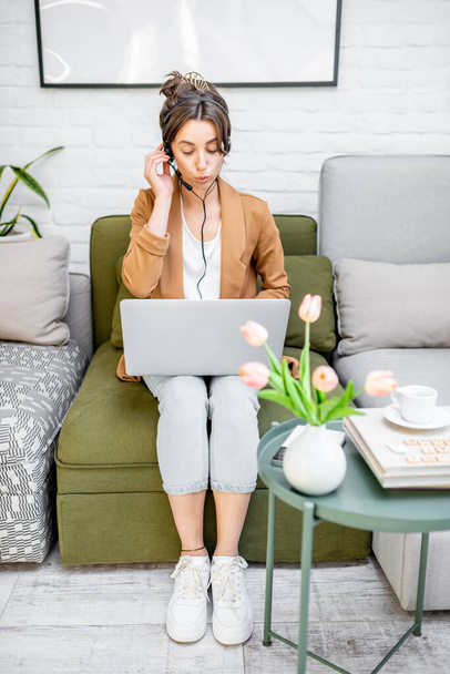 Woman working online from home - Photo, Image