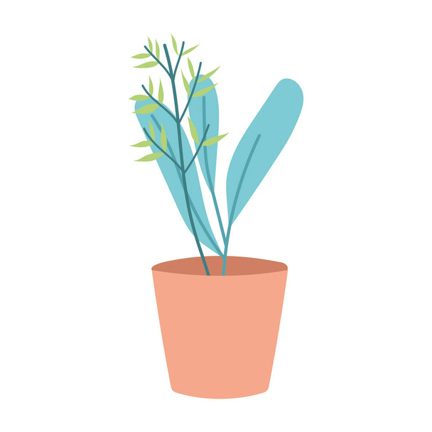 növények ágak pot dekoráció izolált ikon - Vektor, kép