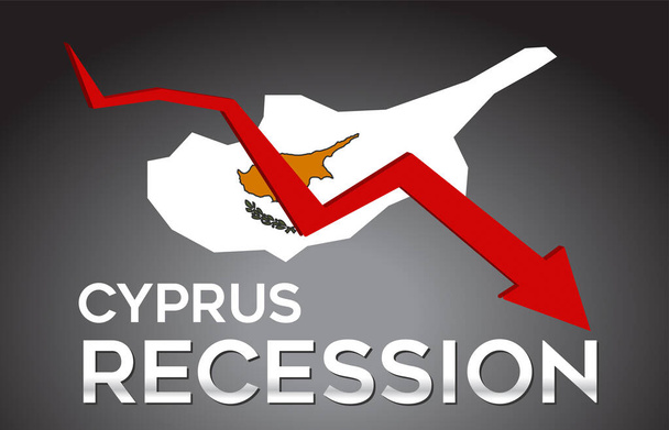 Map of Cyprus Recession Economic Crisis Creative Concept with Economic Crash Arrow Vector Illustration Design. - Vector, Image