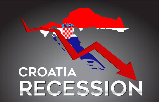 Map of Croatia Recession Economic Crisis Creative Concept with Economic Crash Arrow Vector Illustration Design. - Вектор, зображення