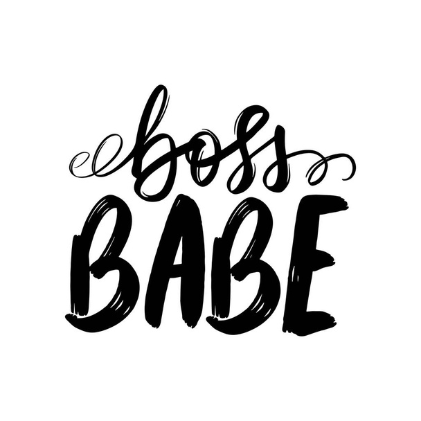 Boss Babe Vector poster. Brush calligraphy. Feminism slogan with Handwritting lettering. - ベクター画像