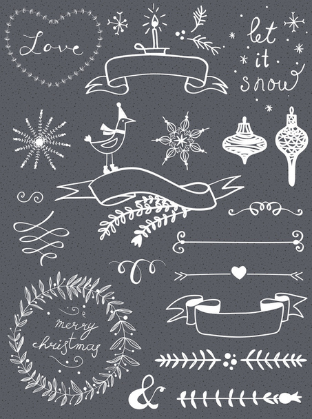 Christmas chalkboard graphic set. - Vector, afbeelding