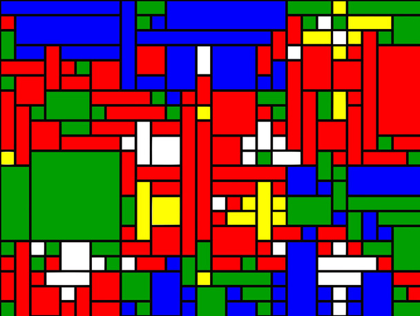 Neoplastizismus des rechteckigen Pete Mondrian Mosaiks - Abstrakter Vektorhintergrund  - Vektor, Bild